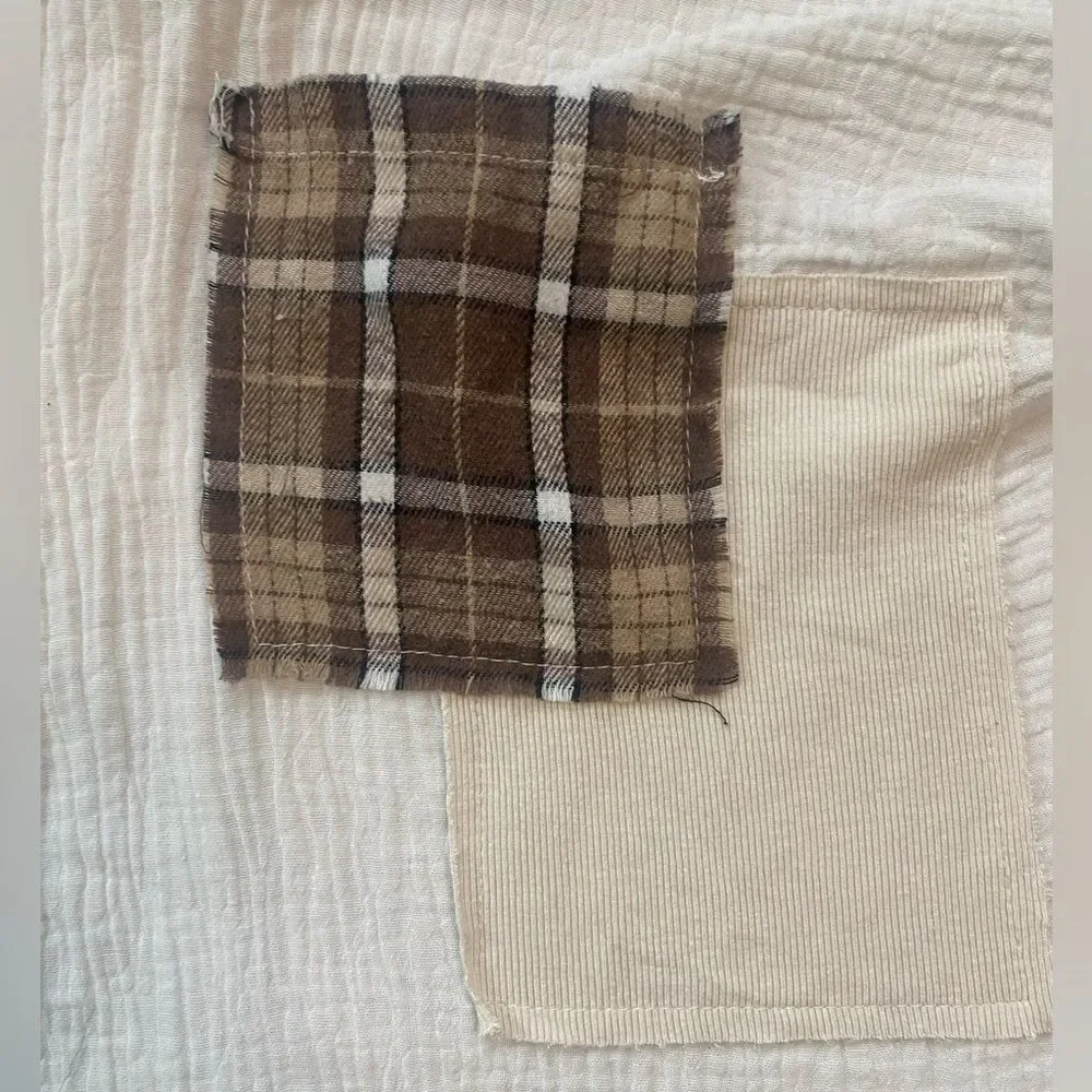POL Cream Gauzey Oversized Plaid Accent Button Down Shirt - Picture 4 of 5